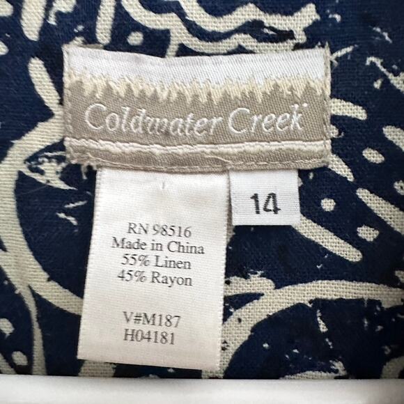 Coldwater Creek Linen Shirt Dress Sleeveless Floral Summer Women 14 Knee Length - Picture 6 of 10